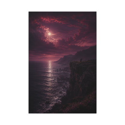 Moonlit Cliffside Love Landscape Wall Art & Canvas Print
