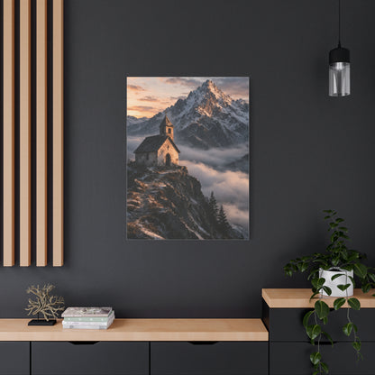 Lone Alpine Chapel Sunrise Wall Art & Canvas Print