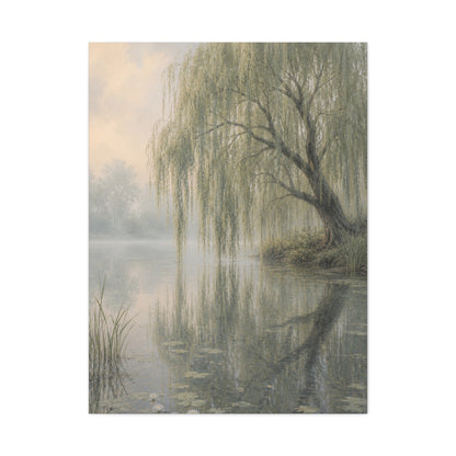 Misty Willow Reflection Lake Trees Wall Art & Canvas Print