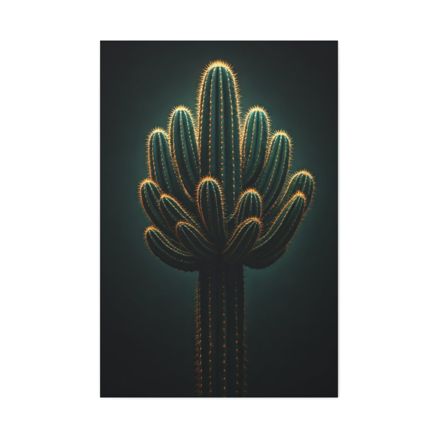 Golden Saguaro Cactus Desert Silhouette Wall Art & Canvas Prints