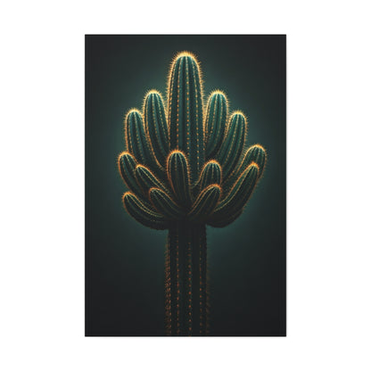 Golden Saguaro Cactus Desert Silhouette Wall Art & Canvas Prints
