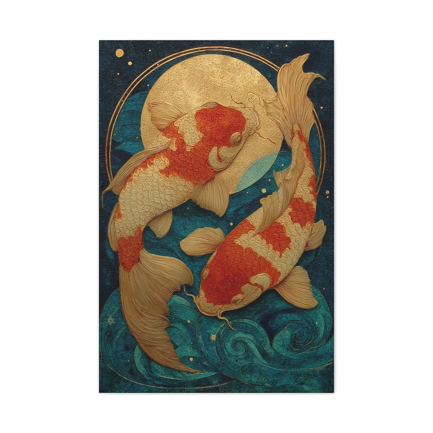 Koi Fish Gold Moon Wall Art & Canvas Print