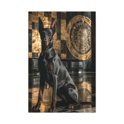 Doberman Art Deco Portrait Wall Art & Canvas Print