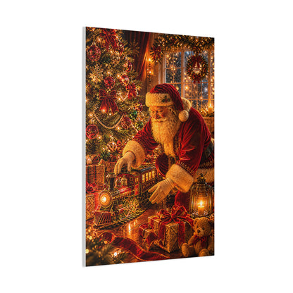Santa Decorating the Christmas Train Wall Art & Canvas Print