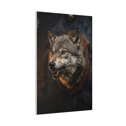 Mounted Wolf Head Lodge Trophy Scene Wall Art & Canvas Print