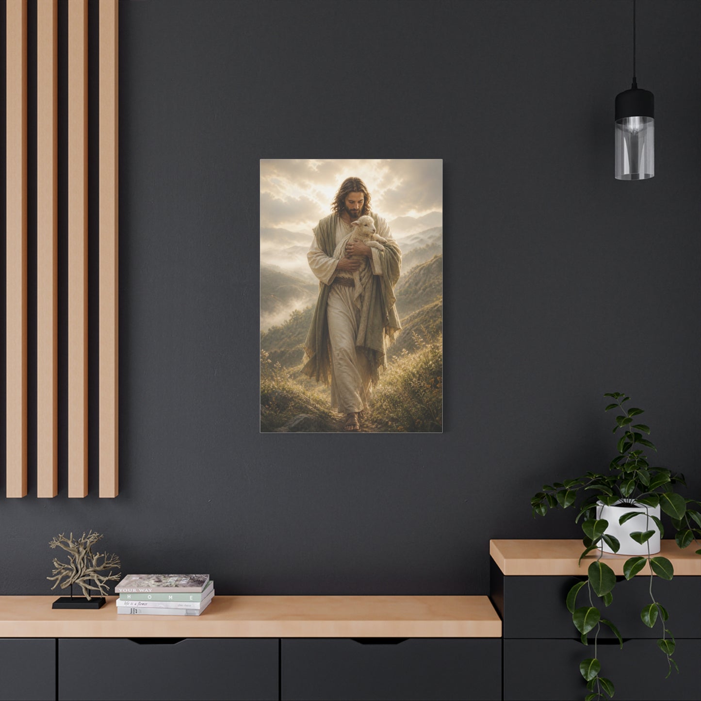 Jesus Carrying the Lamb at Dawn Wall Art & Canvas Print