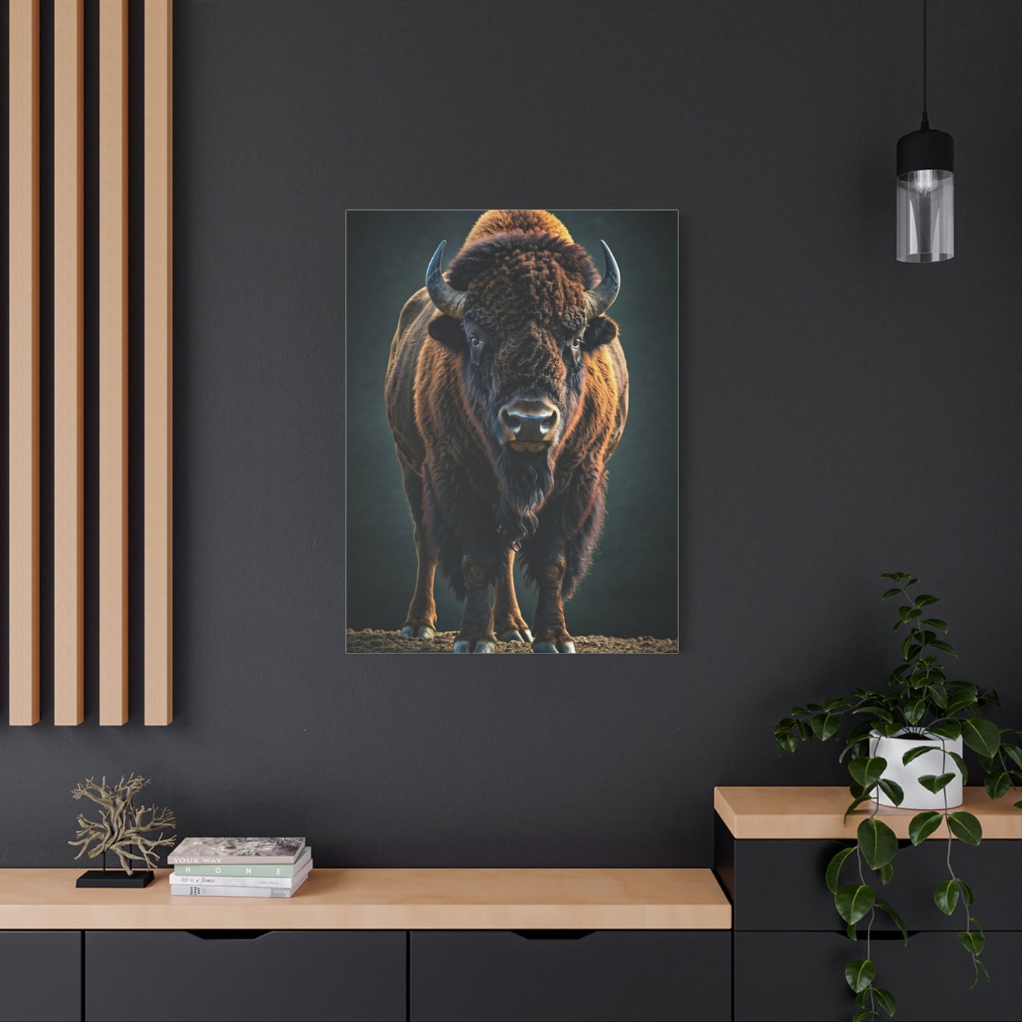 American Bison Emerging from Dust Prairie Wall Art & Canvas Print