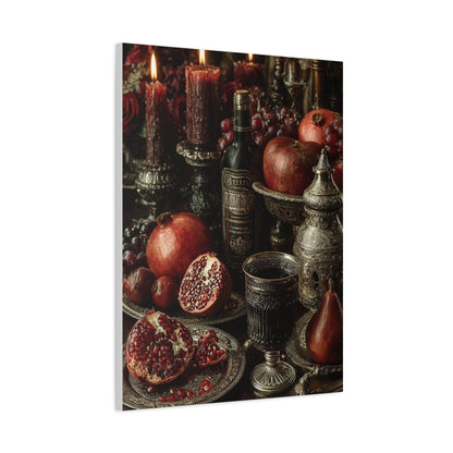 Pomegranate and Candlelight Renaissance Still Life Wall Art & Canvas Print