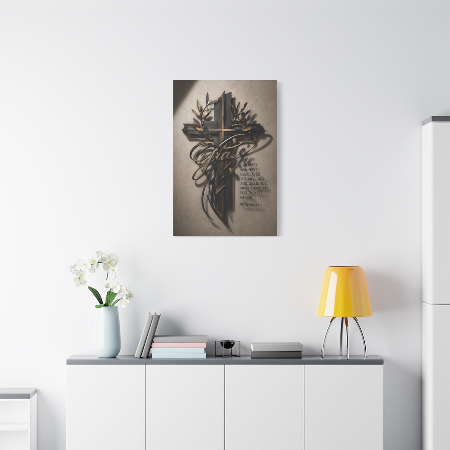 Grace Cross Metal Scripture Wall Art & Canvas Print