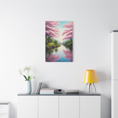 Sakura River Garden Reflection Wall Art & Canvas Prints