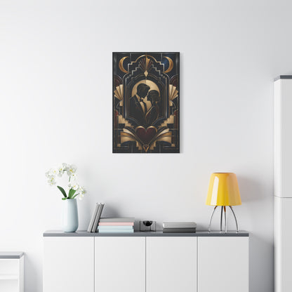 Neo-Deco Midnight Lovers Silhouette Wall Art & Canvas Print