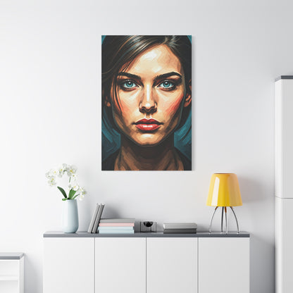 Piercing Azure Gaze Portrait Wall Art & Canvas Print