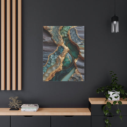 Emerald Geode Gold Vein Abstract Wall Art & Canvas Print