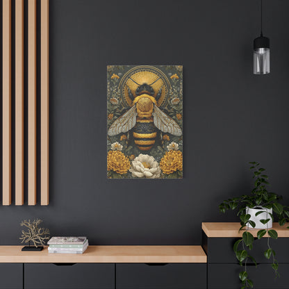 Honey Bee Botanical Folk Mandala Wall Art & Canvas Print