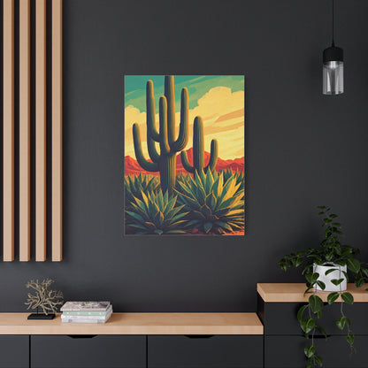 Southwestern Saguaro and Agave Desert Illustration Wall Art & Canvas Prints