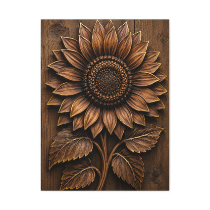 Carved Wooden Sunflower Relief Wall Art & Canvas Print