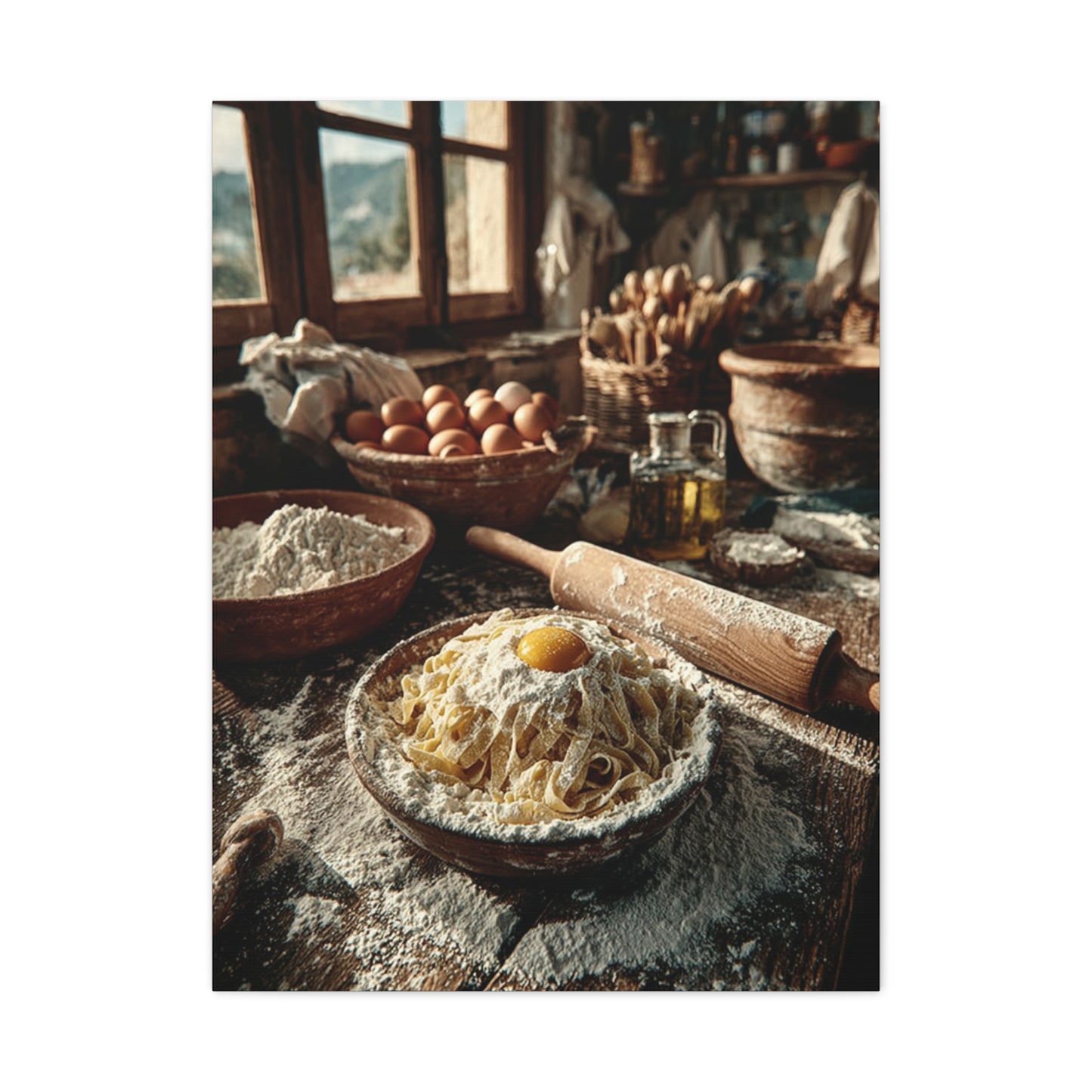 Homemade Pasta Rustic Kitchen Prep Wall Art & Canvas Print