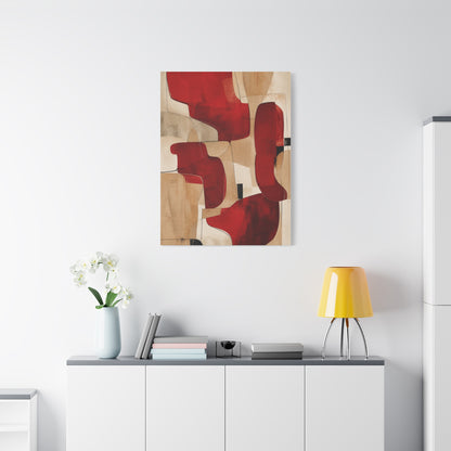Modern Red and Beige Organic Abstract Wall Art & Canvas Print