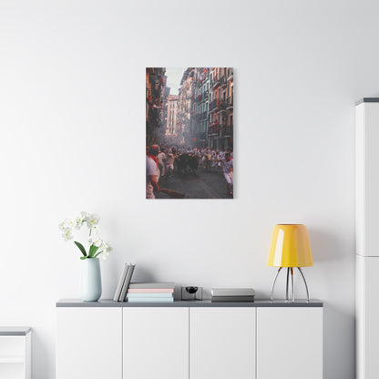 San Fermín Running of the Bulls Street Charge Wall Art & Canvas Print