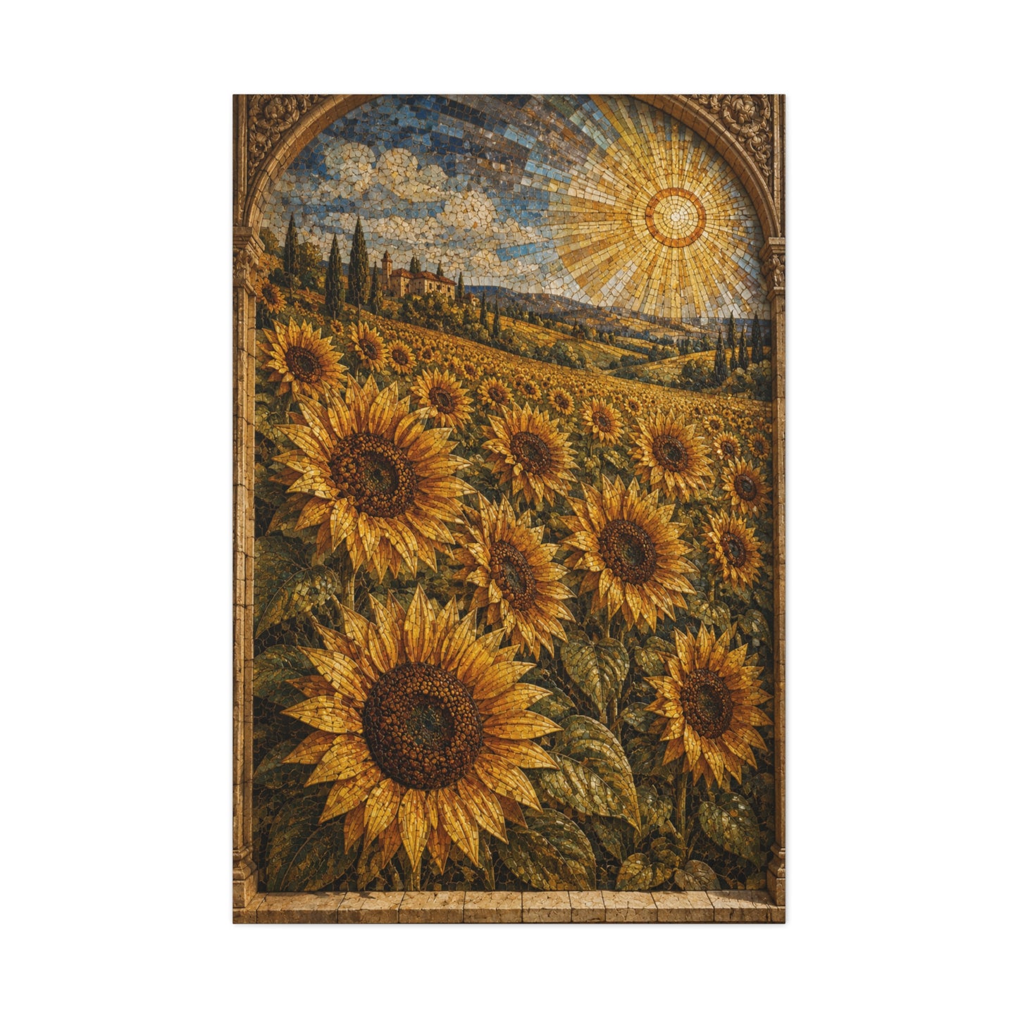 Architectural Mosaic Sunflower Field Wall Art & Canvas Print
