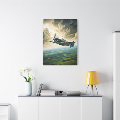 Classic Propeller Plane Over Open Fields Wall Art & Canvas Prints