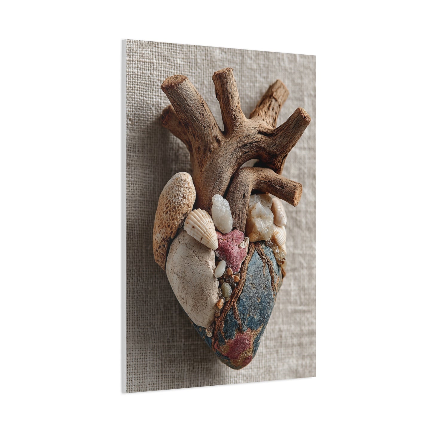 Driftwood Coastal Heart Sculpture Wall Art & Canvas Print