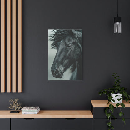 Black Stallion Close Portrait Wall Art & Canvas Print