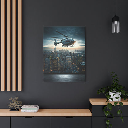 City Skyline Helicopter Patrol Wall Art & Canvas Prints