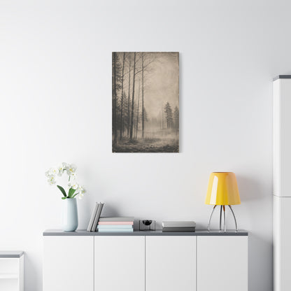 Vintage Fog Forest Monochrome Trees Wall Art & Canvas Print