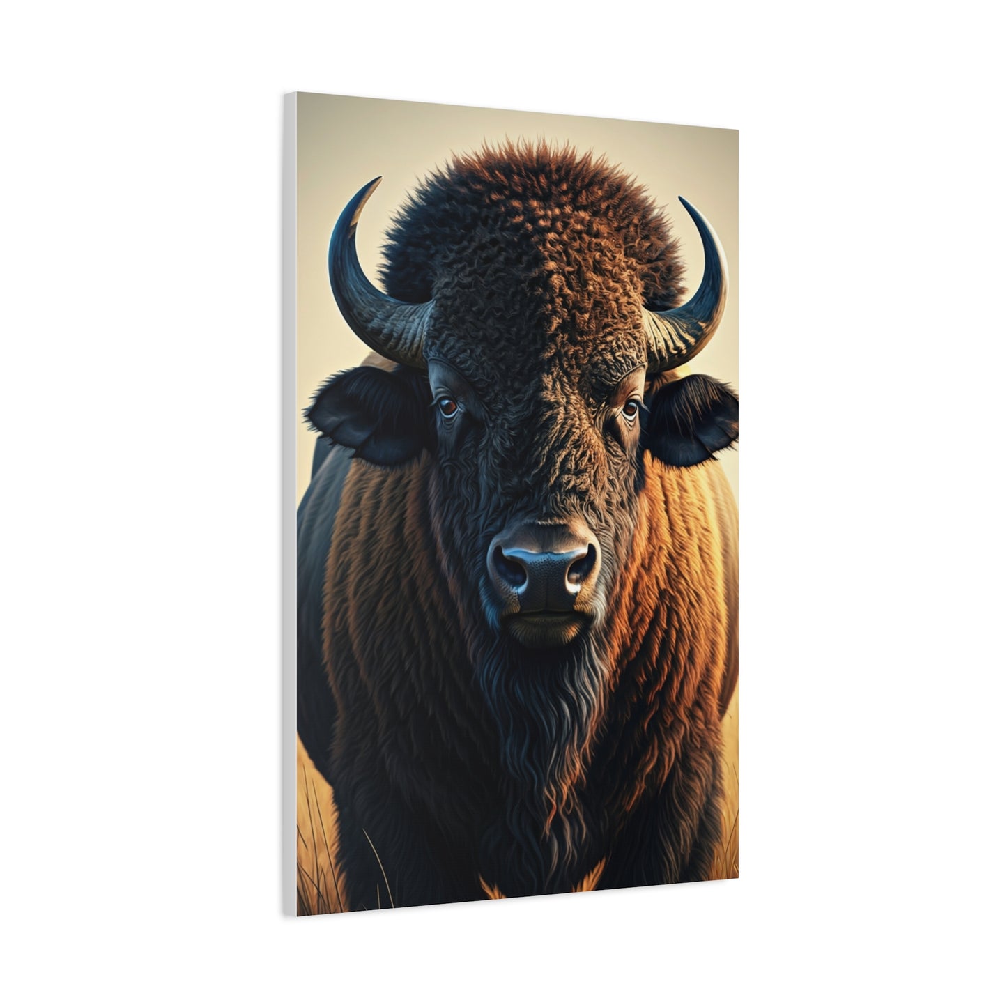 Golden Light American Bison Portrait Wall Art & Canvas Print