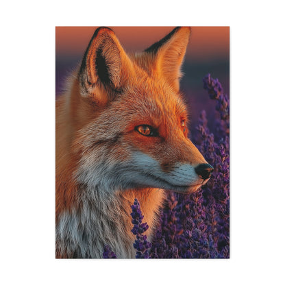 Lavender Field Fox Sunrise Wall Art & Canvas Print