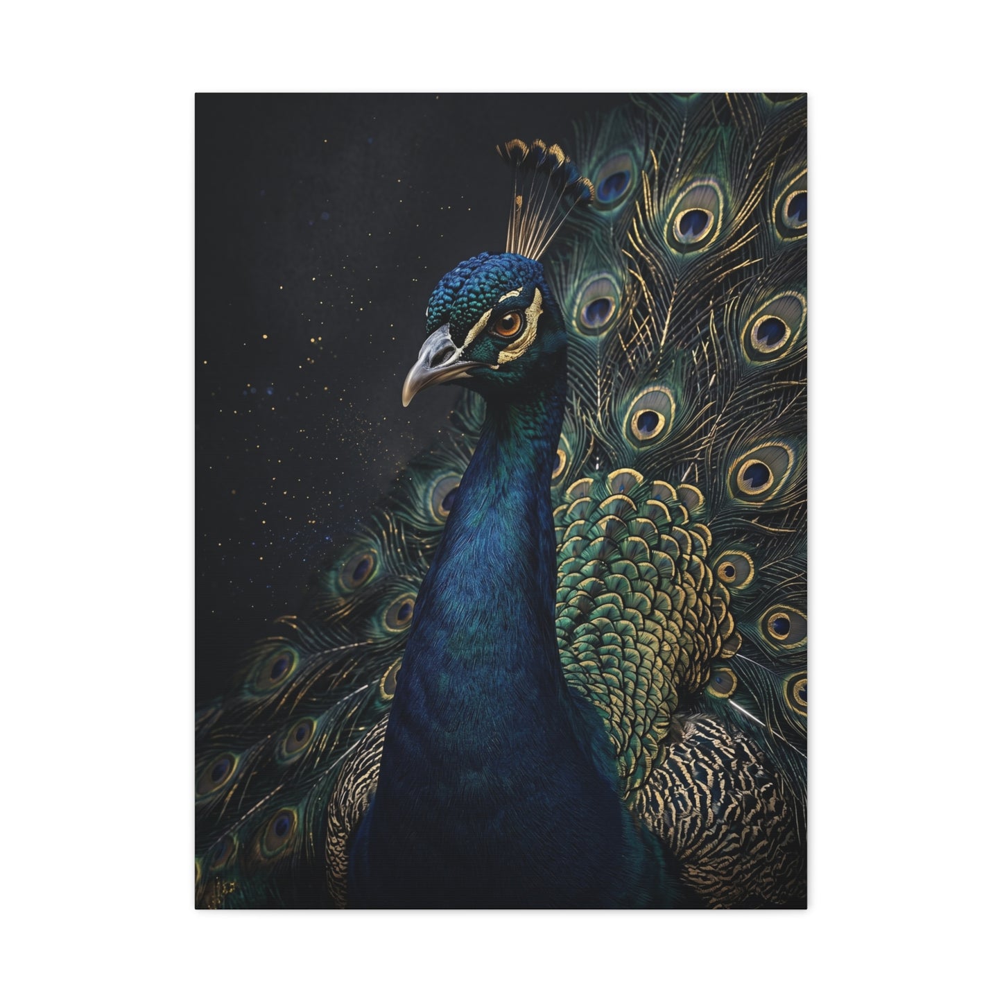 Dark Luxury Peacock Portrait Wall Art & Canvas Print