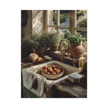 Farmhouse Sink Tomato Kitchen Scene Wall Art & Canvas Print