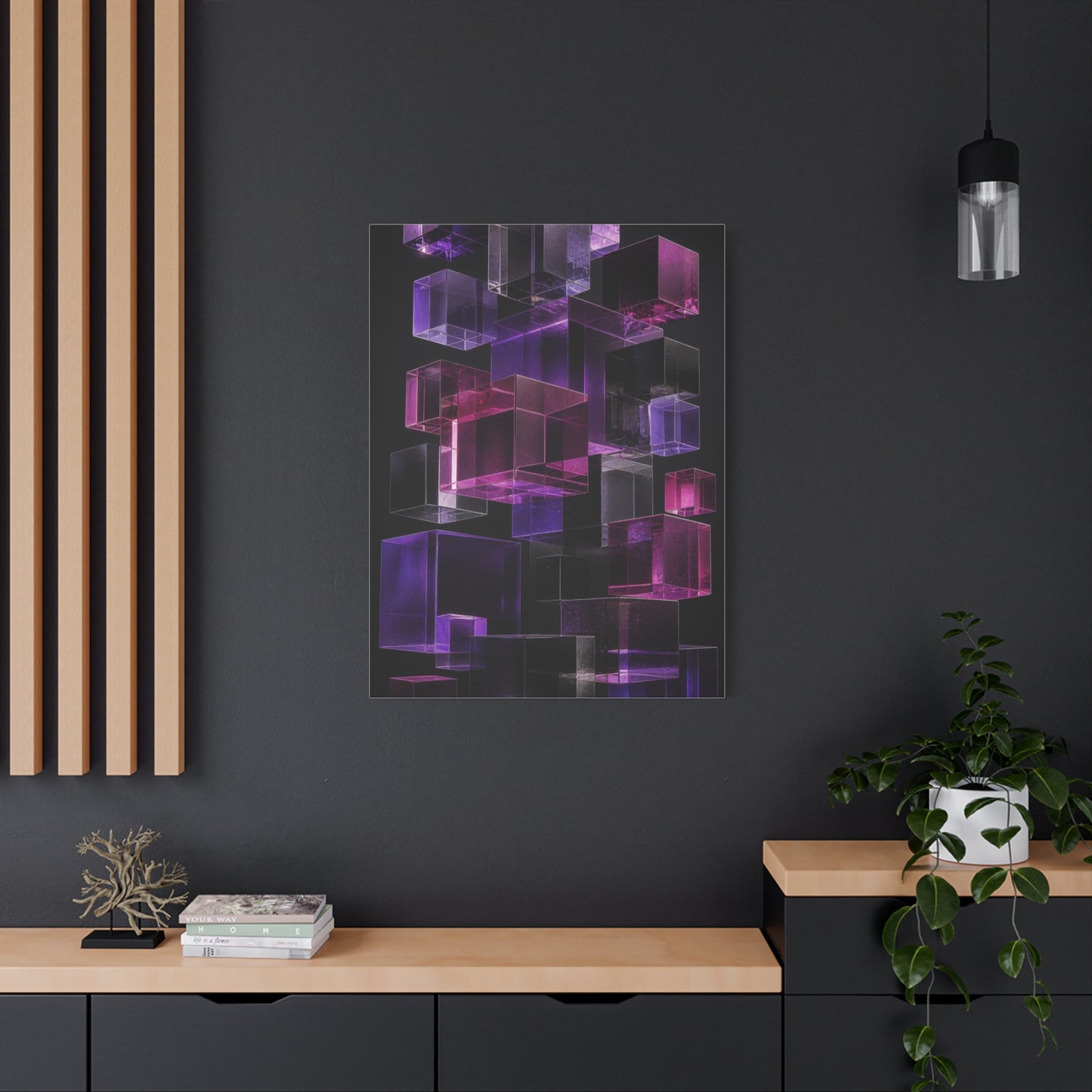 Floating Violet Glass Cubes Wall Art & Canvas Print