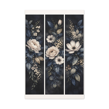 Navy Botanical Floral Triptych Wall Art & Canvas Print