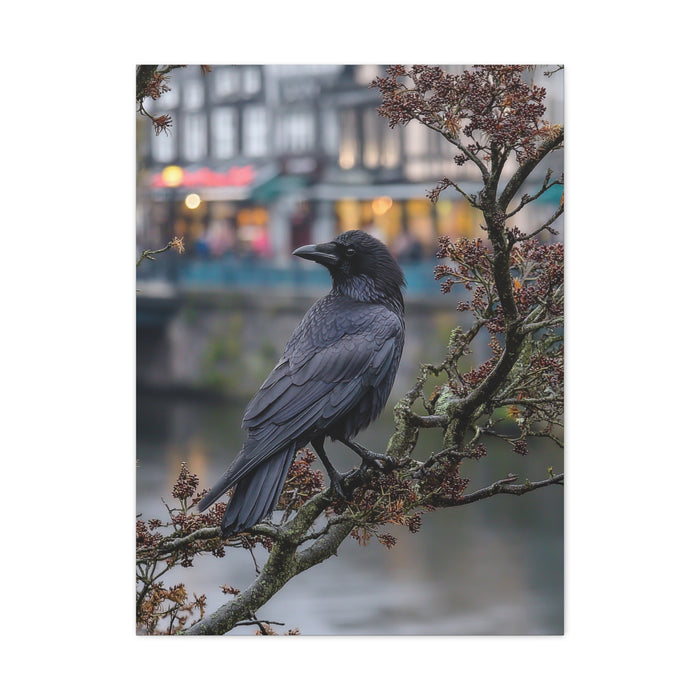 Raven on a Tree Branch Wall Art & Canvas Print