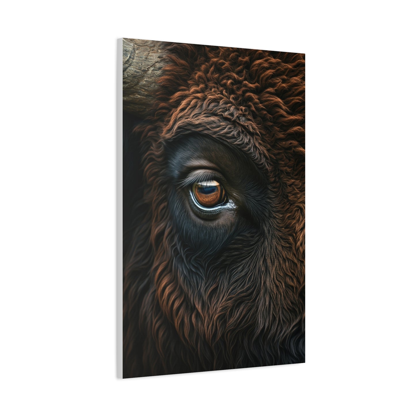 Macro Bison Eye Reflection Portrait Wall Art & Canvas Print