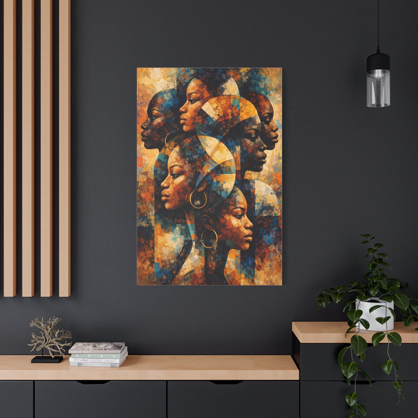Abstract Overlapping African Profiles Wall Art & Canvas Print