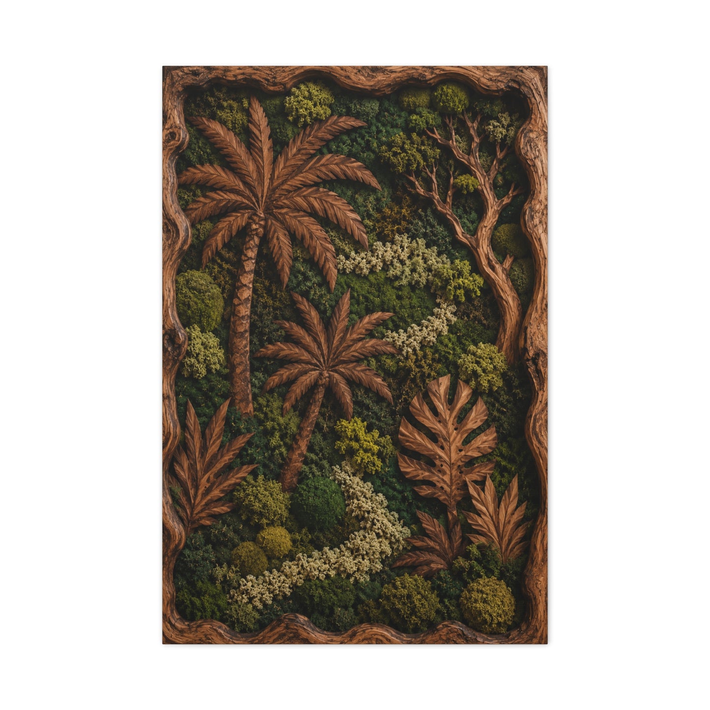Biophilic Tropical Wood Relief Landscape Tropical Wall Art & Canvas Print