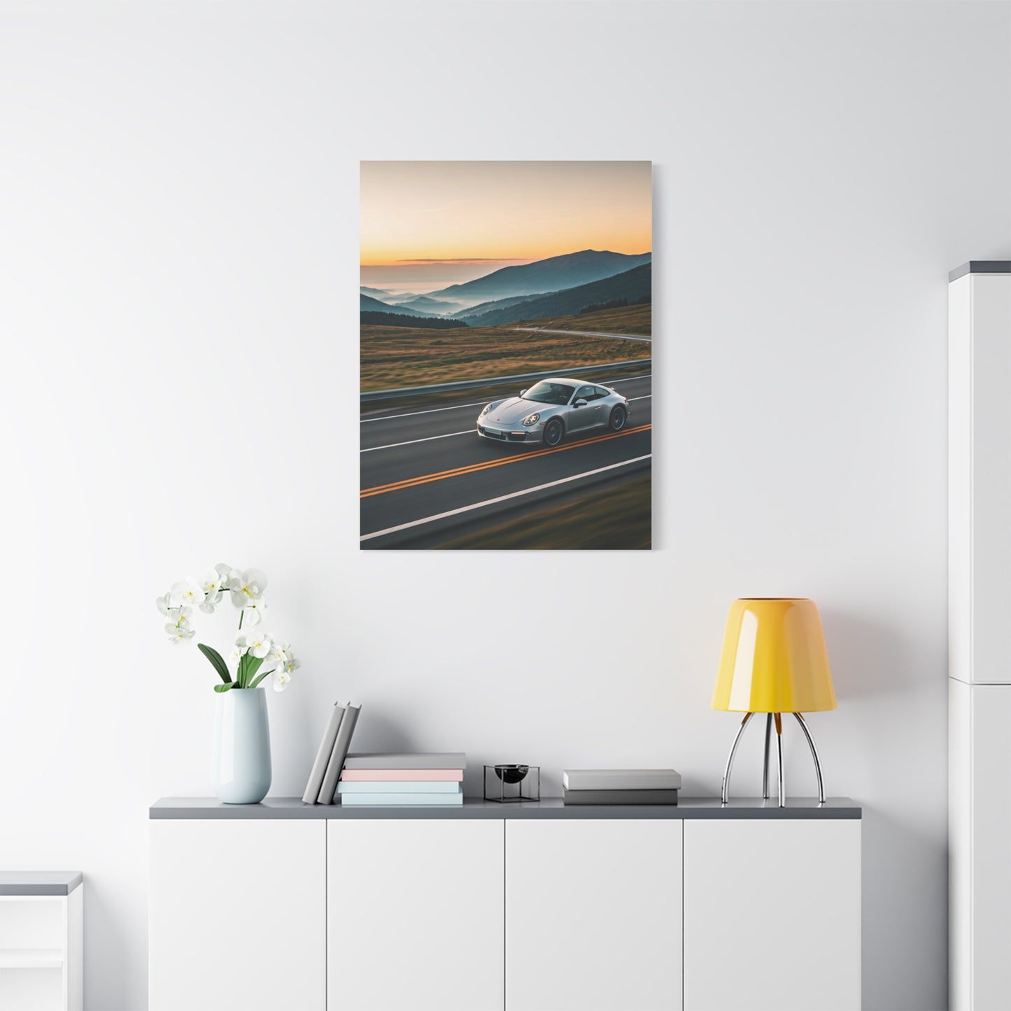 Porsche 911 Alpine Sunrise Cruise Wall Art & Canvas Prints