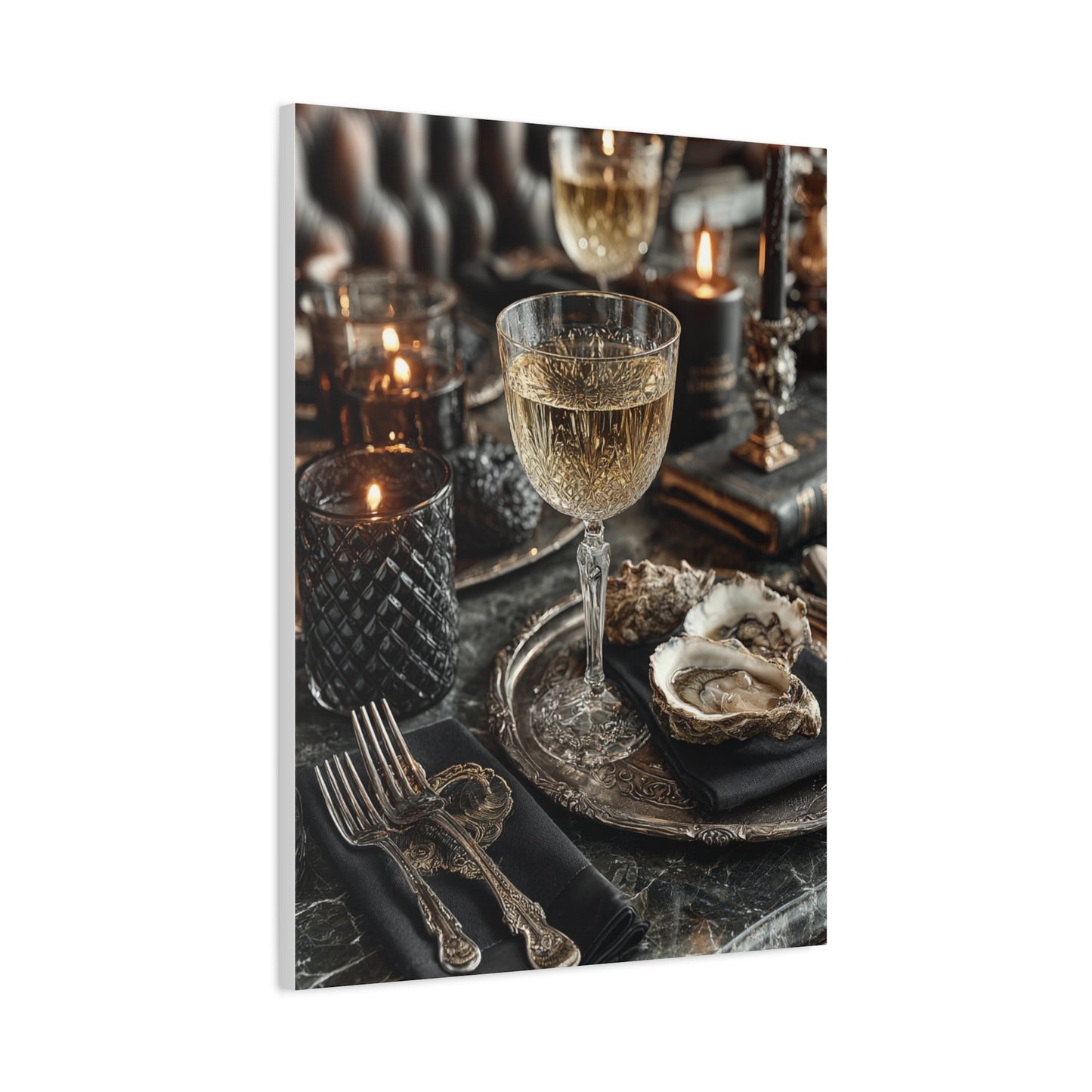 Champagne and Oyster Luxury Table Wall Art & Canvas Print