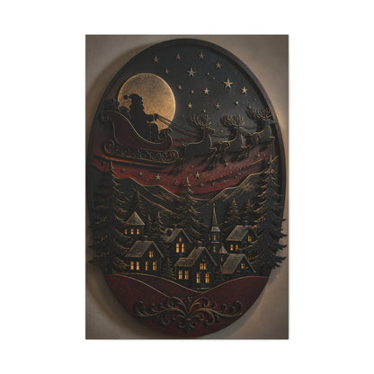 Layered Metal Santa Sleigh Village Wall Art & Canvas Print