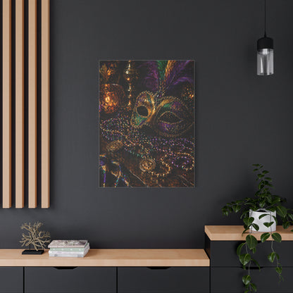 Mardi Gras Mask & Beads Still Life Wall Art & Canvas Print