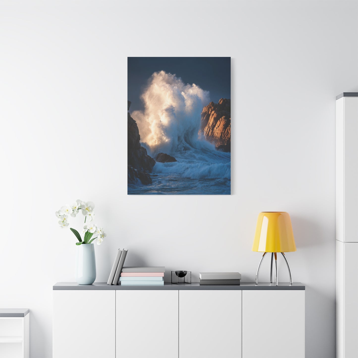Storm Waves Crashing Against Coastal Rocks Wall Art & Canvas Print