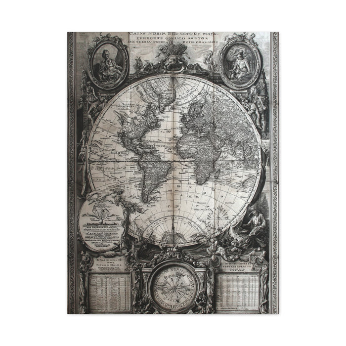 Antique World Map Engraving Wall Art & Canvas Print