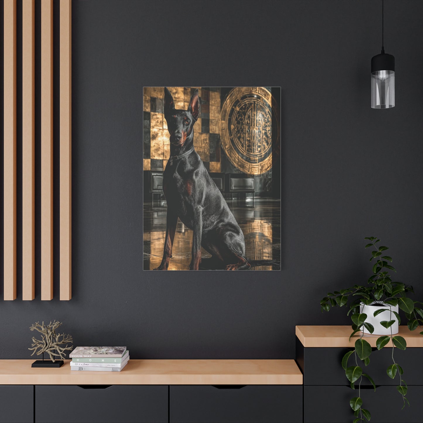 Doberman Art Deco Portrait Wall Art & Canvas Print