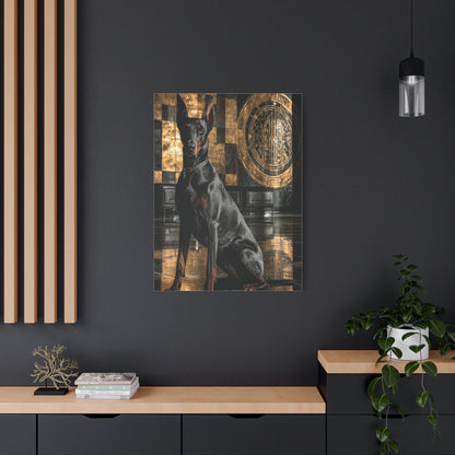Doberman Art Deco Portrait Wall Art & Canvas Print