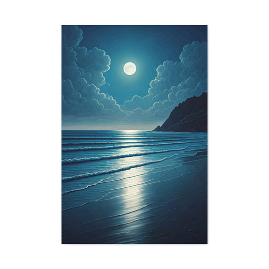 Moonlit Ocean Horizon Night Wall Art & Canvas Prints