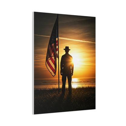Sunset Veteran Tribute Flag Wall Art & Canvas Prints