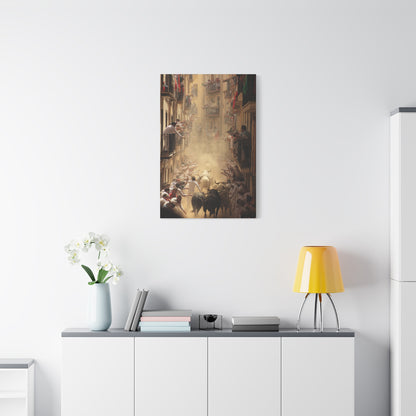 Running of the Bulls Festival Charge Wall Art & Canvas Print